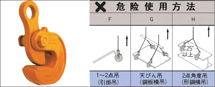 三木EASY型橫吊鋼板鉗錯(cuò)誤使用方法.