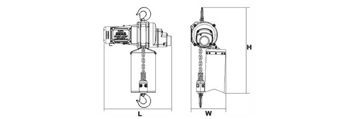 DU-901迷你環(huán)鏈電動葫蘆結(jié)構(gòu)尺寸圖片