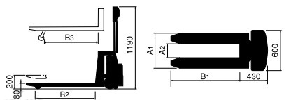 NER100電動(dòng)搬運(yùn)車尺寸圖