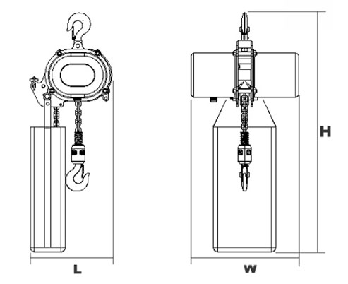 DU-906環(huán)鏈電動(dòng)葫蘆尺寸圖