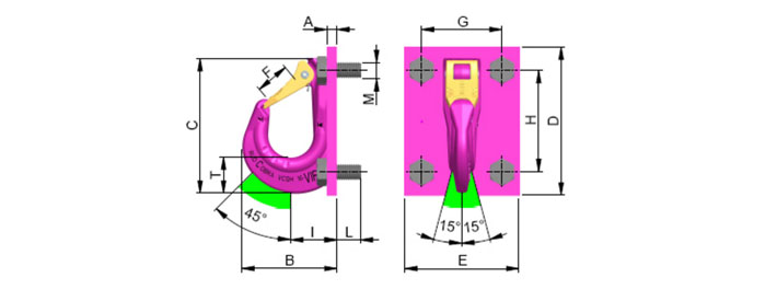 VCGH-G型螺栓型吊架鉤尺寸圖
