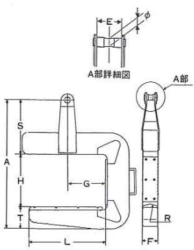 C型鷹牌線圈吊鉤尺寸圖