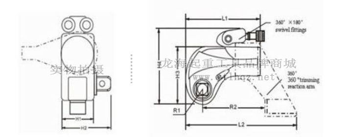 驅(qū)動型液壓扭矩扳手尺寸圖