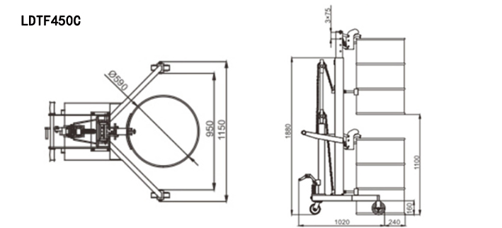 LDTF450C液壓稱重油桶搬運(yùn)車尺寸圖