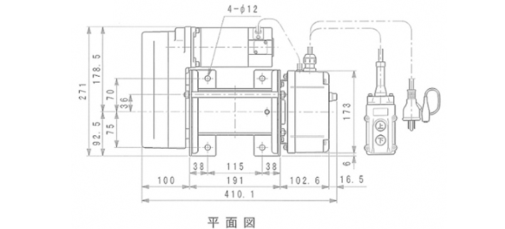 MC型電動(dòng)卷?yè)P(yáng)機(jī)尺寸圖二