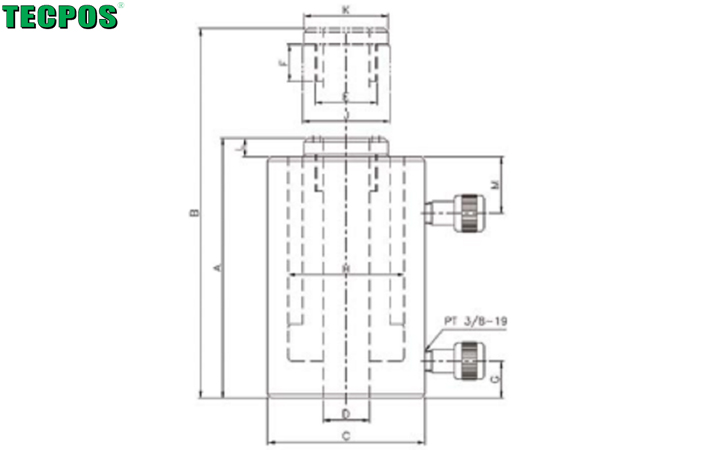 TECPOS TDCH中空分離式千斤頂尺寸圖